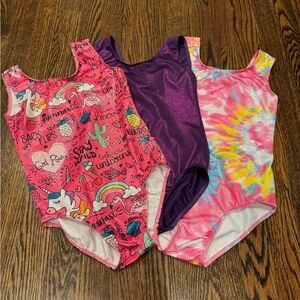 Size 120 (fits size child 5-7) Bundle of Gymnastics Leotards